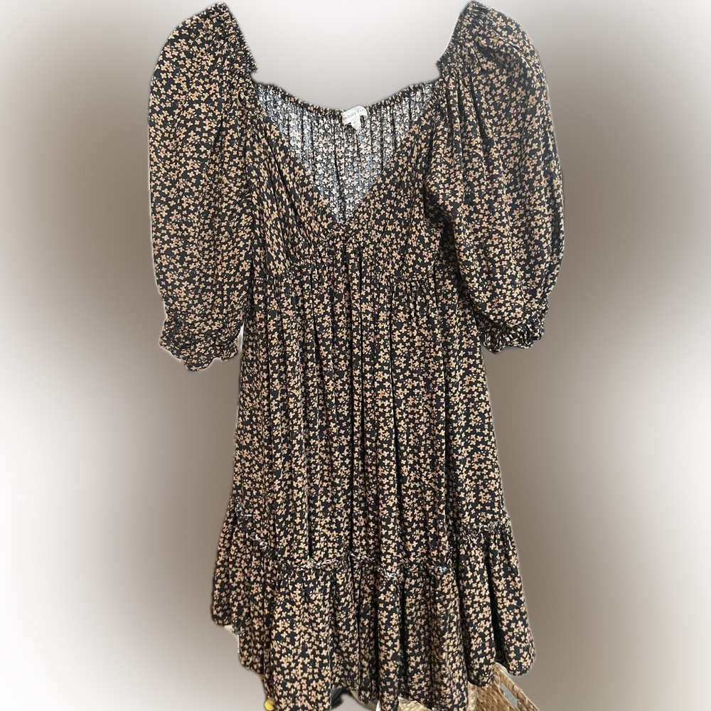 Black floral mini dress size medium